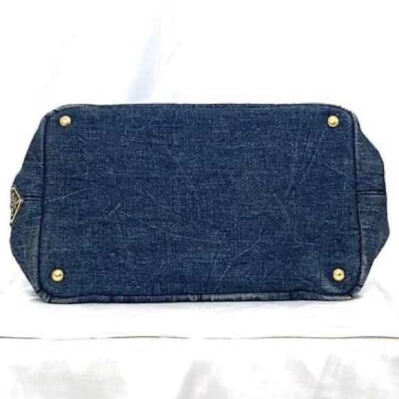 PRADA Canapa Tote Bag Very Good Denim Navy - Picture 11 of 12